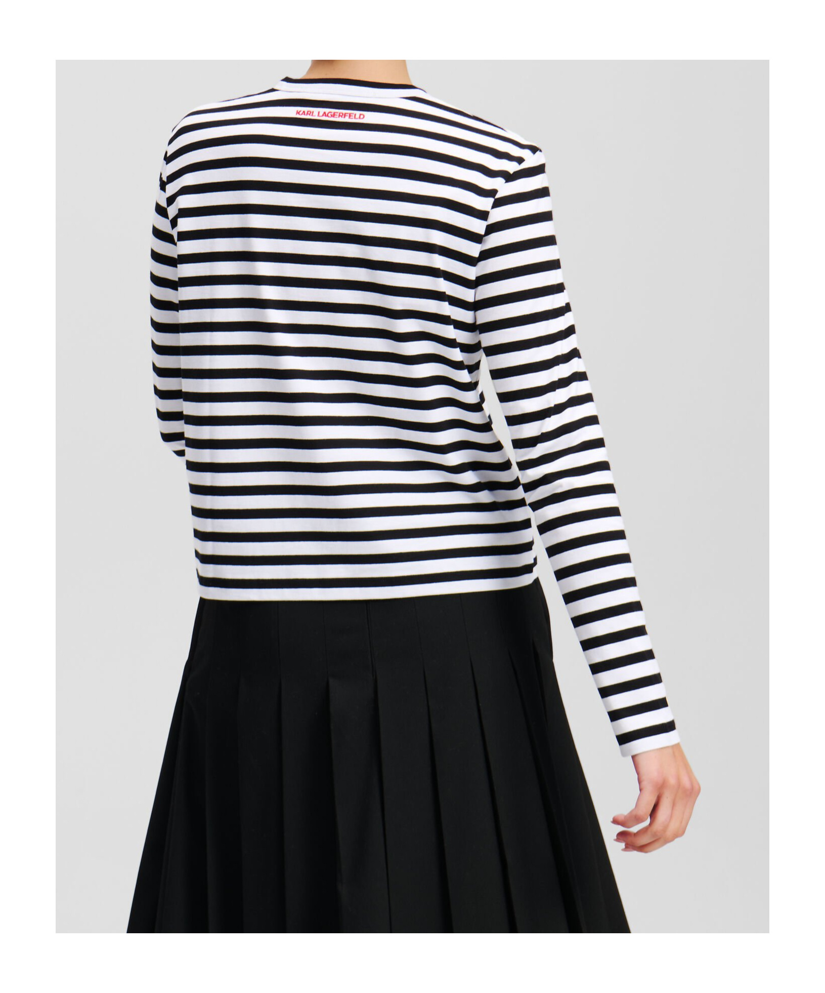Shop Karl Lagerfeld Striped Long-sleeved T-shirt In White