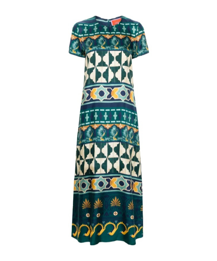 La Doublej Geometric-pattern Cotton Dress In Multi