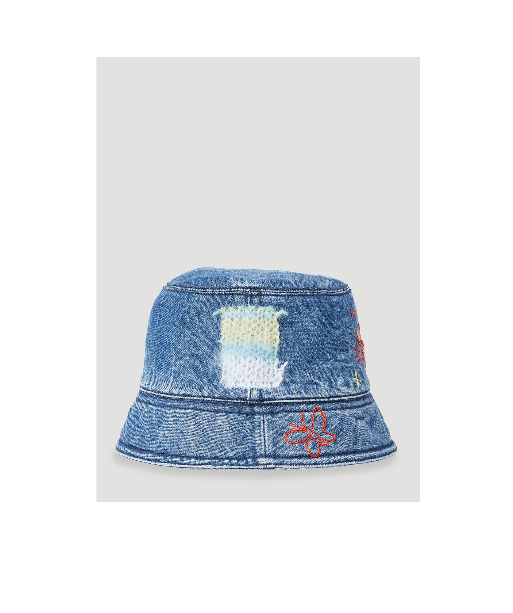 MARNI STAR-EMBROIDERED DENIM BUCKET HAT