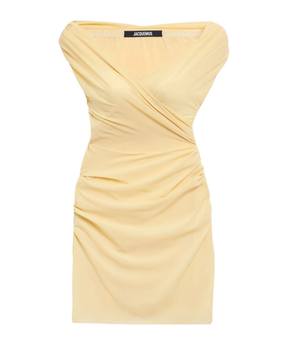 Jacquemus La Rita Draped Off-the-shoulder Mini Dress In Nude