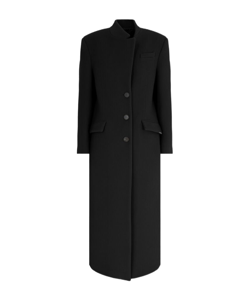 Attico Womens Single-breasted Flap-pockets Relaxed-fit Wool-blend Coat Black In Black