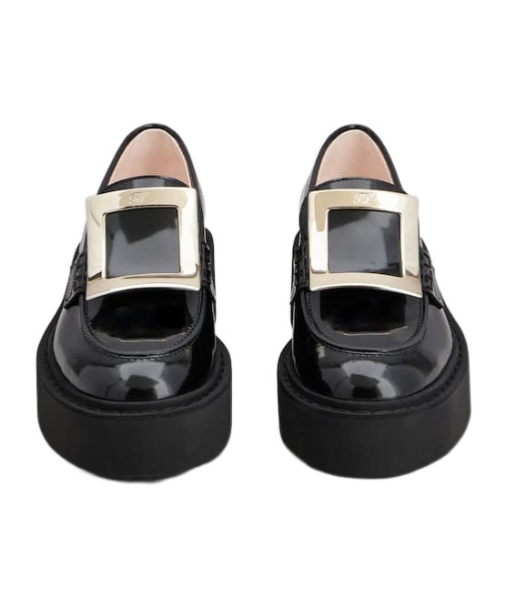 Roger Vivier 45mm Viv Rangers Patent Leather Loafers In Black