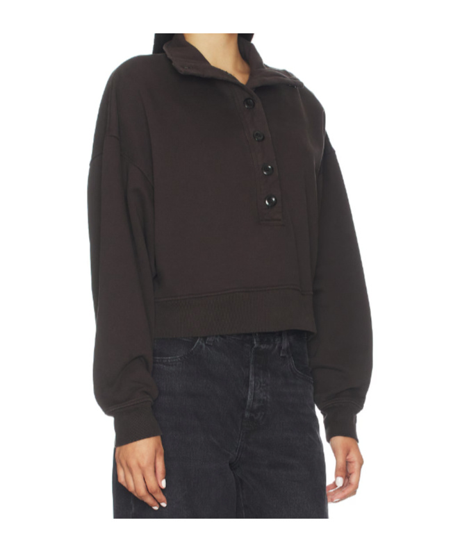 Citizen Of Humanity Long-sleeved Button-down Sweatshirt In Brown