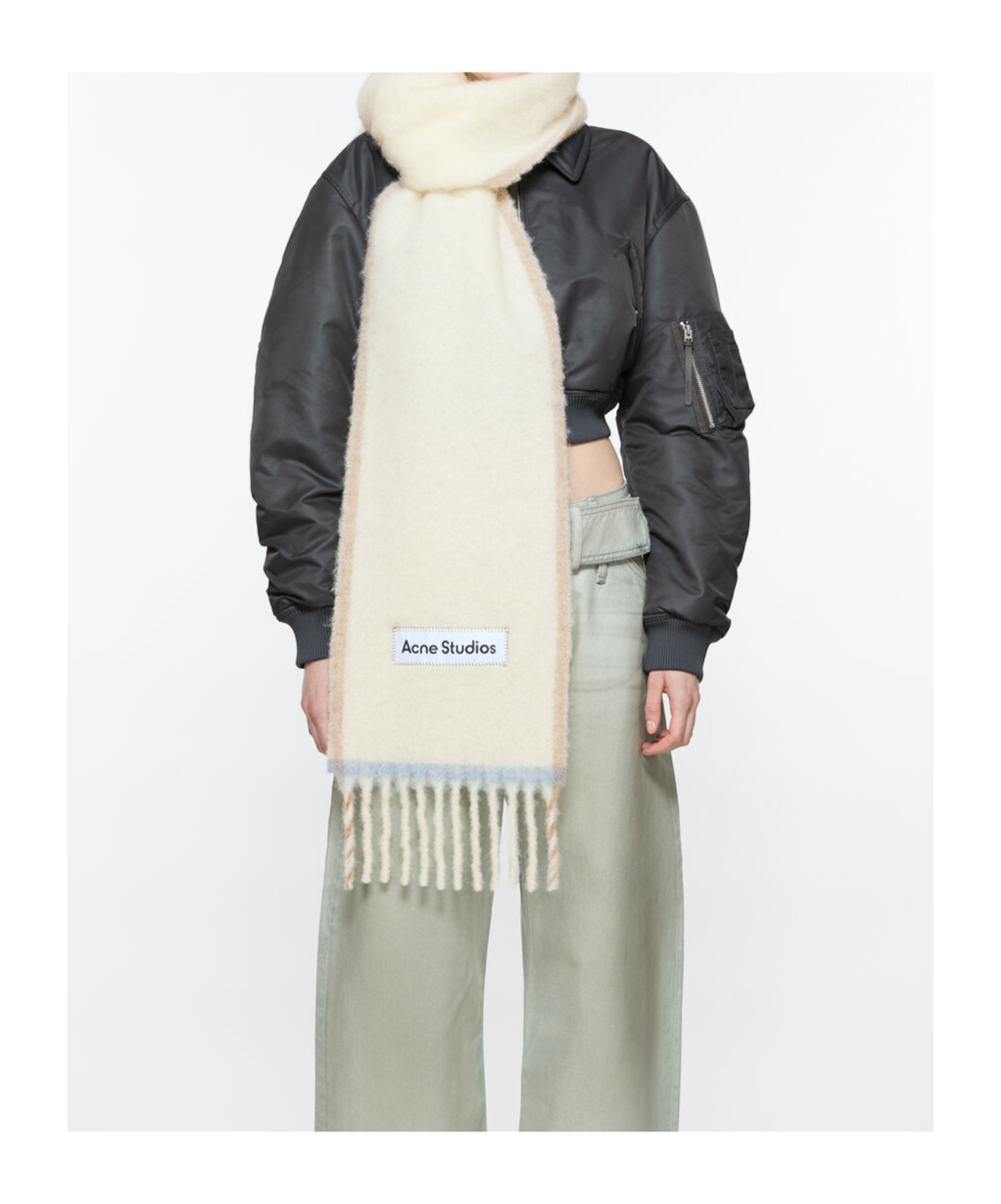 Acne Studios Logo Wool Scarf In White