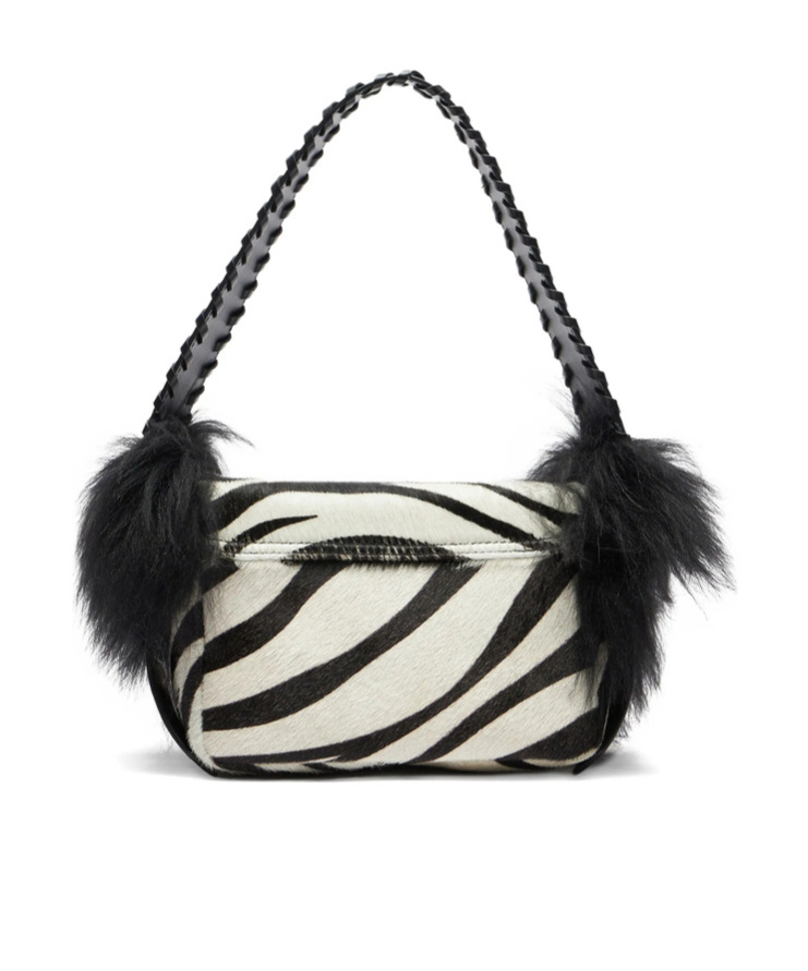 Blumarine Zebra Print Shoulder Bag In Black