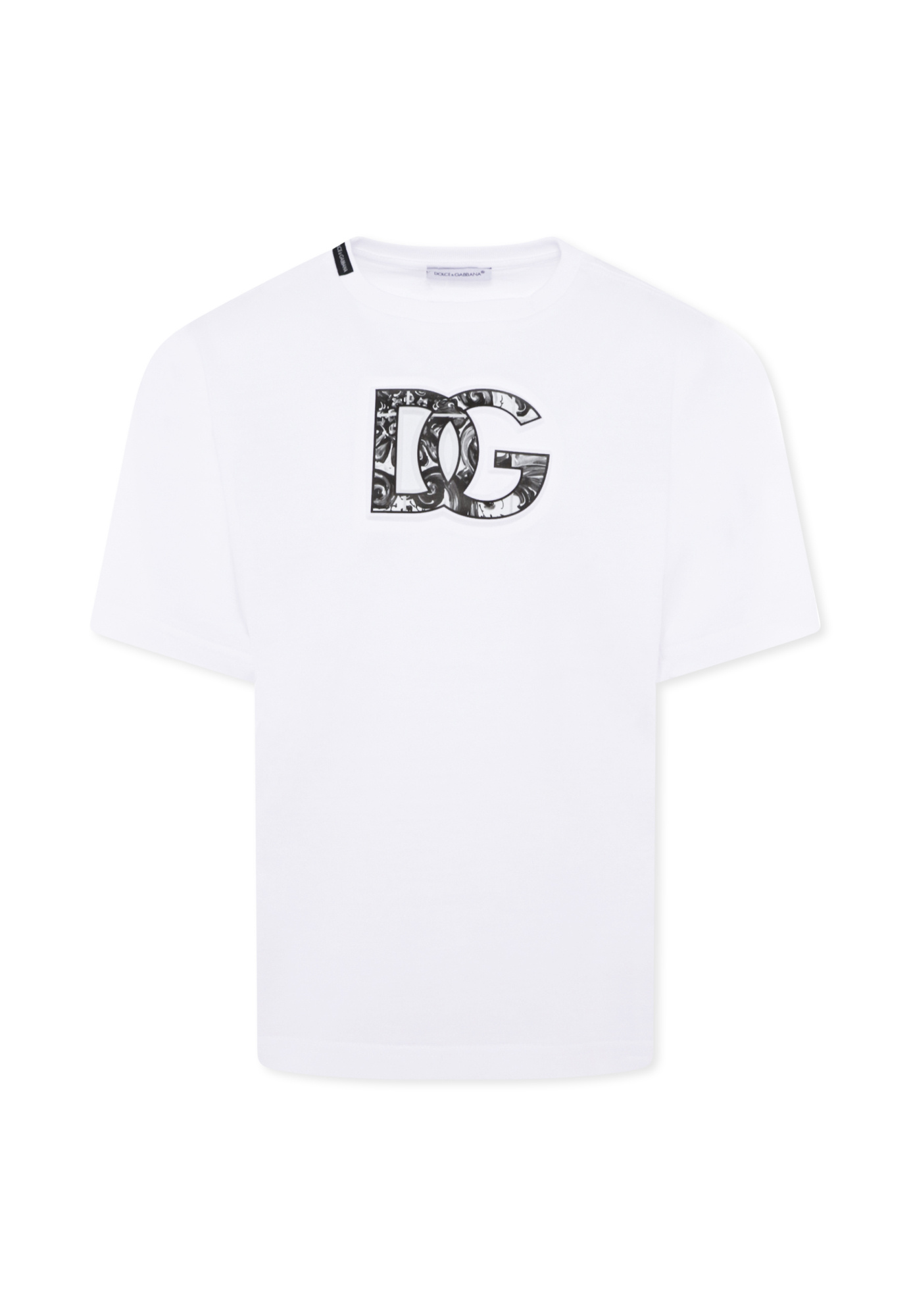 Dolce & Gabbana Short-sleeved T-shirt With Embossed Dg Majolica-print Logo