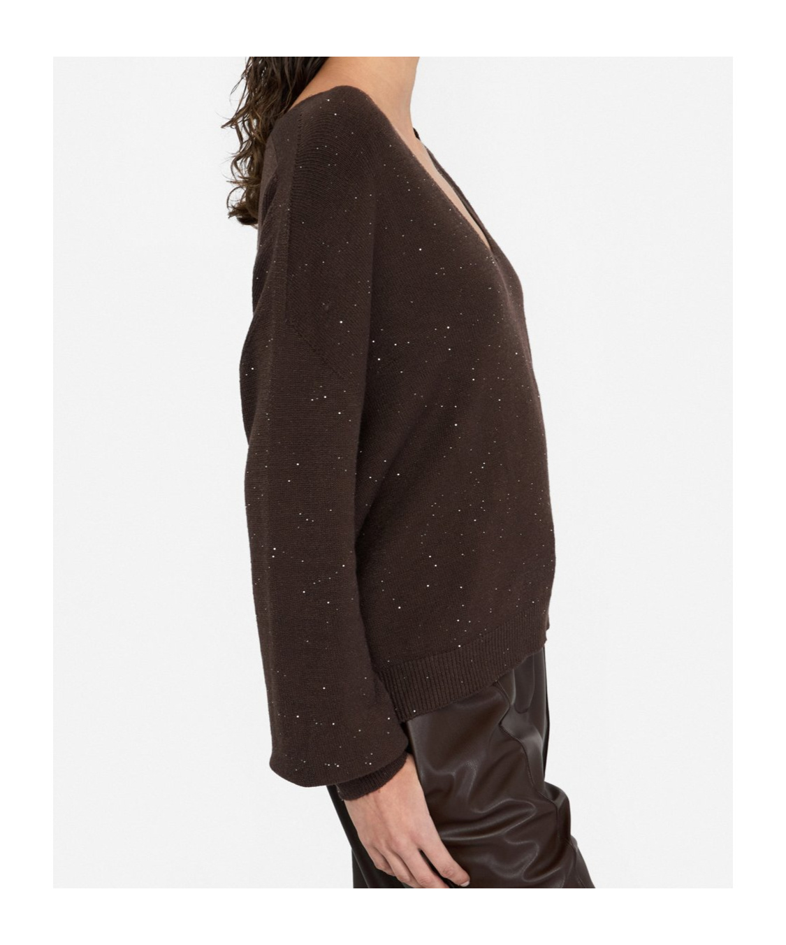 Liu •jo Sequined Long-sleeved Sweater In Brown
