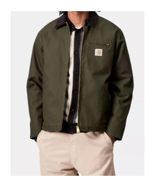 Carhartt Detroit Corduroy-trimmed Organic Cotton-canvas Jacket In Green