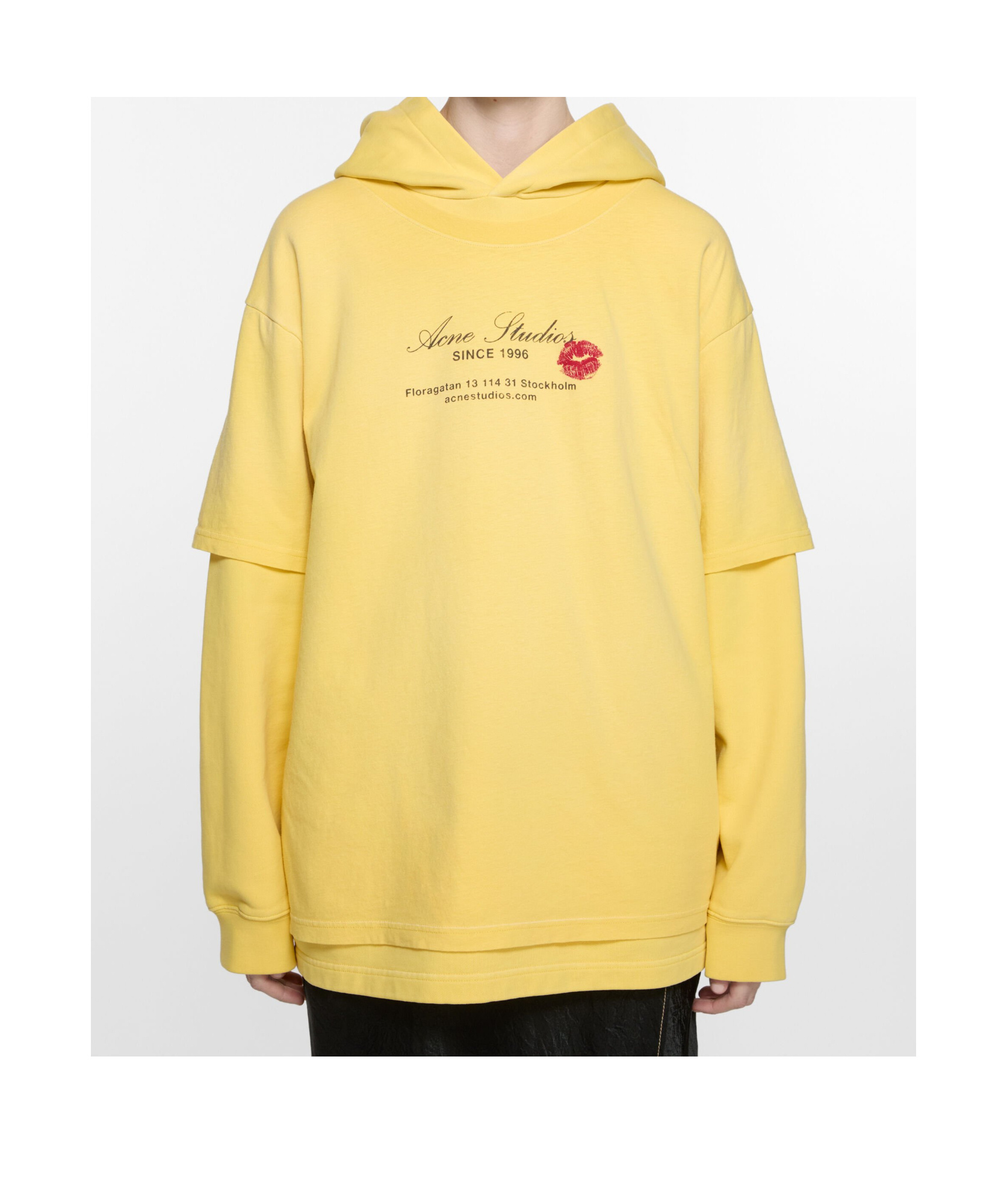 Acne Studios Logo Print Hoodie In Yellow