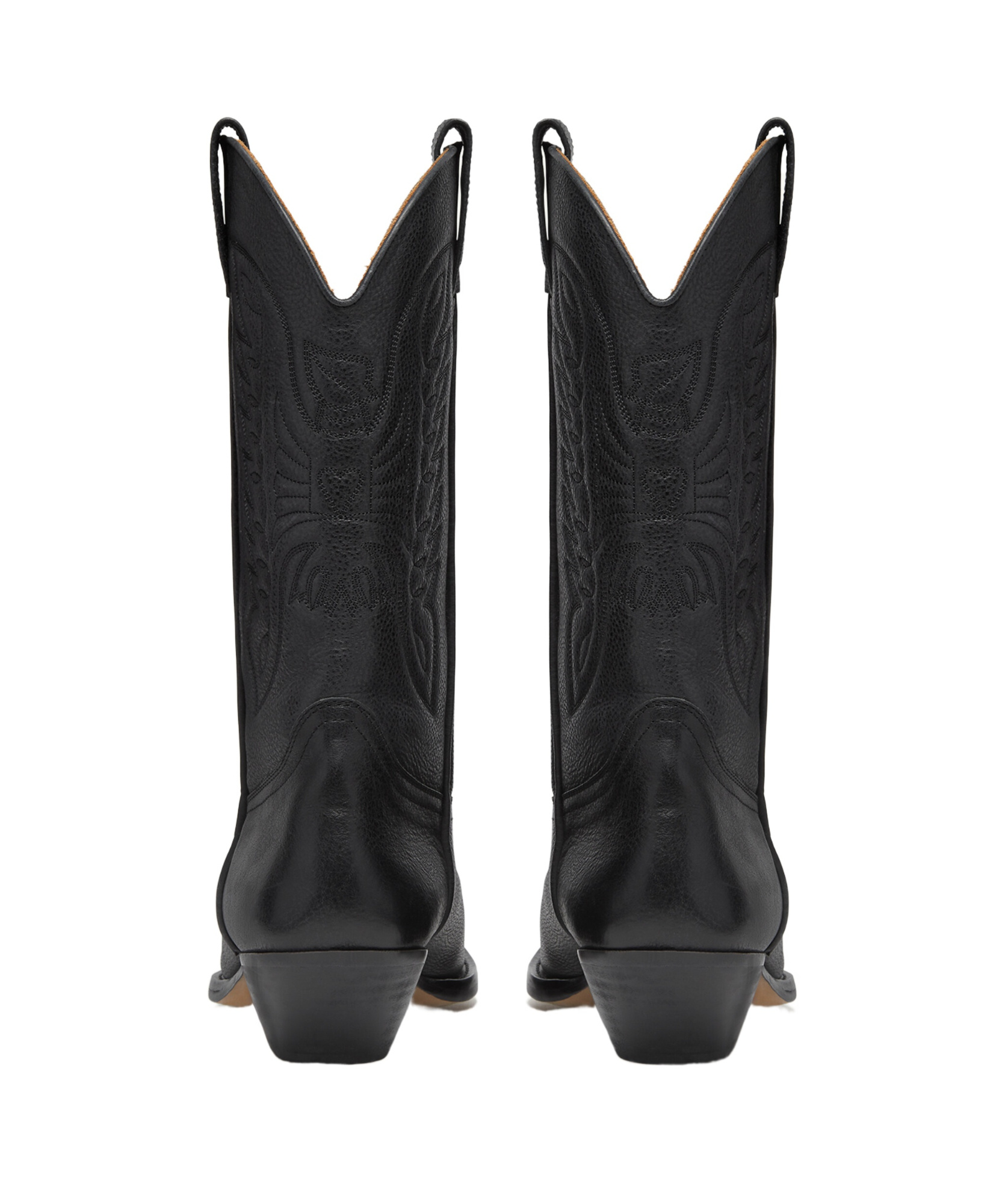 Mm6 Maison Margiela Pointed Toe Mid-calf Cuban Heel Boots In Black