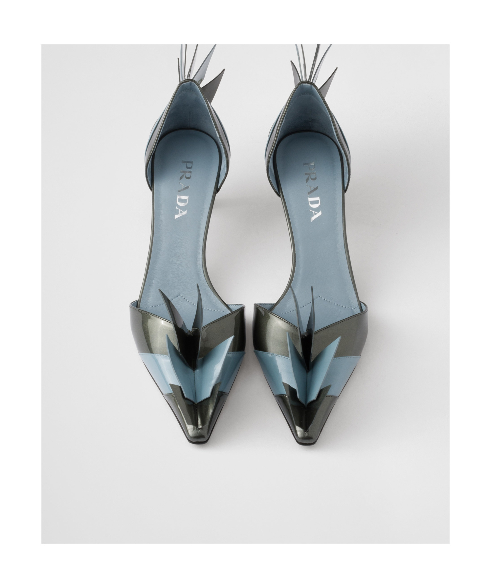 Prada Leather Pumps With Two-tone Strappy Design In Black