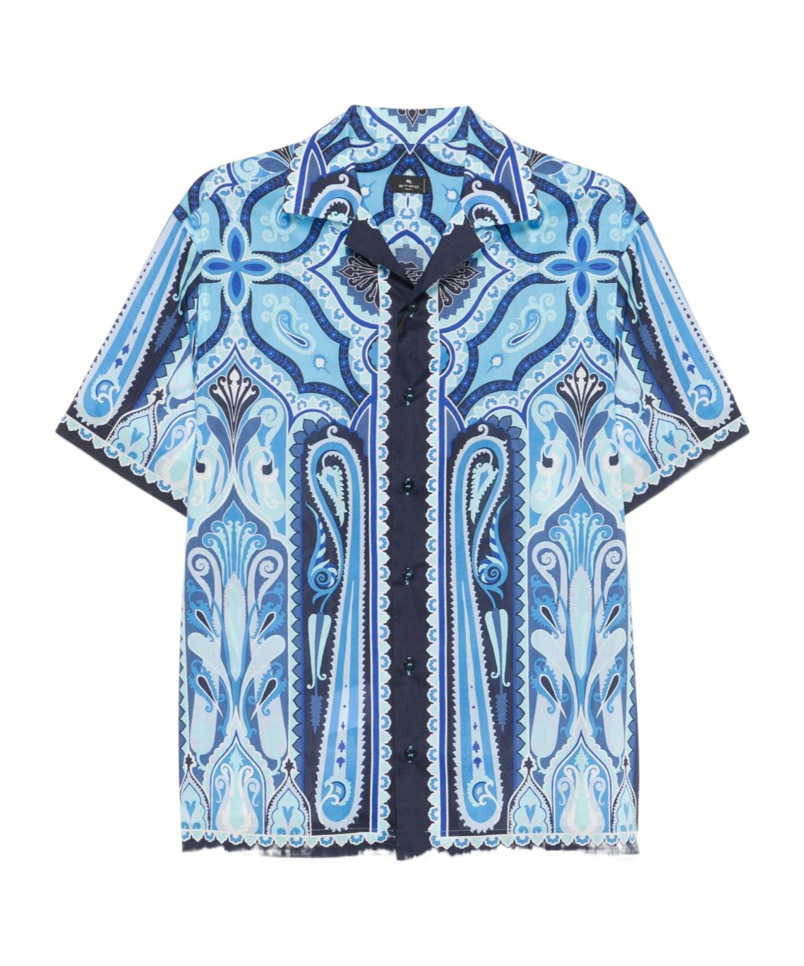 Etro Paisley Print Short-sleeved Shirt In Blue