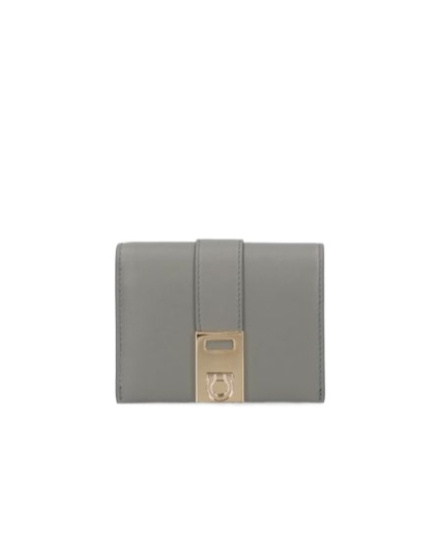 Ferragamo Salvatore Gancini Bi-fold Wallet In Gray