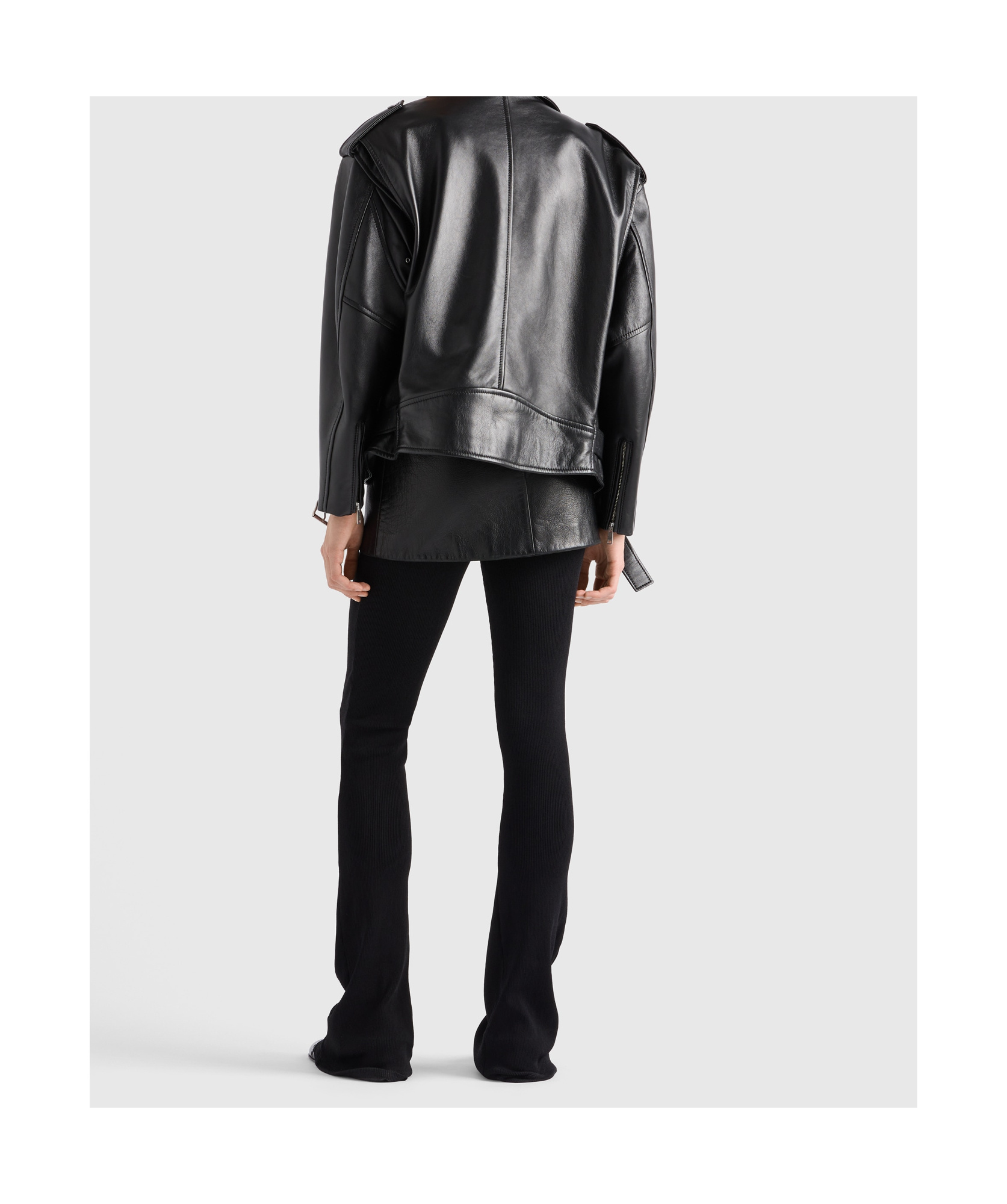 Prada Leather Mini Skirt In Black