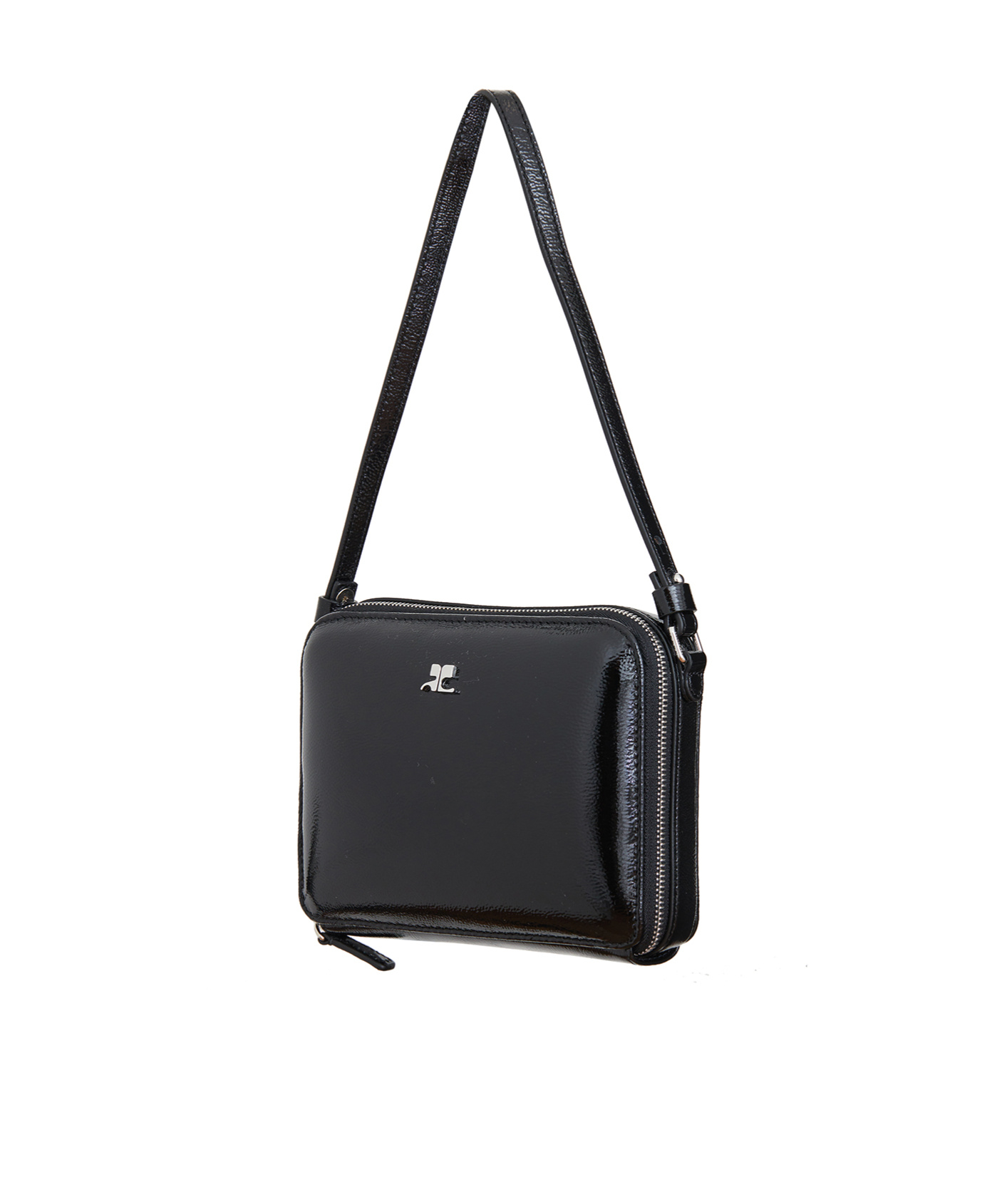 Courrèges Zippered Shoulder Bag In Black