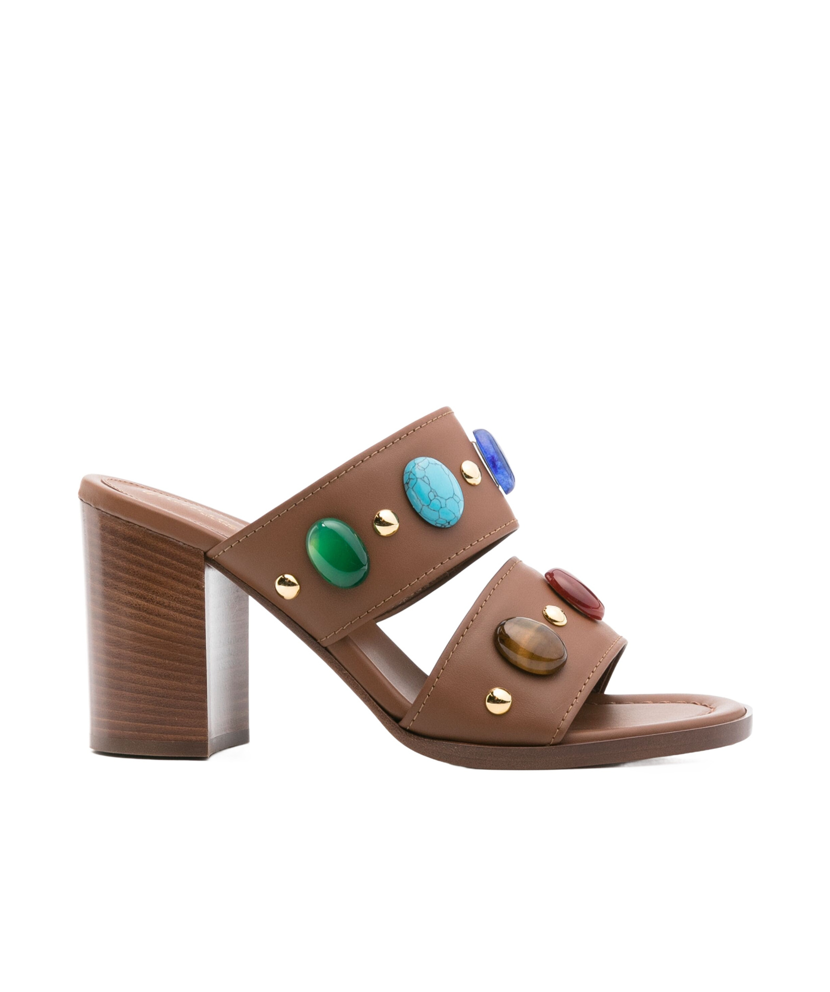 Gianvito Rossi 90mm Beaded Leather Sandals In Brown