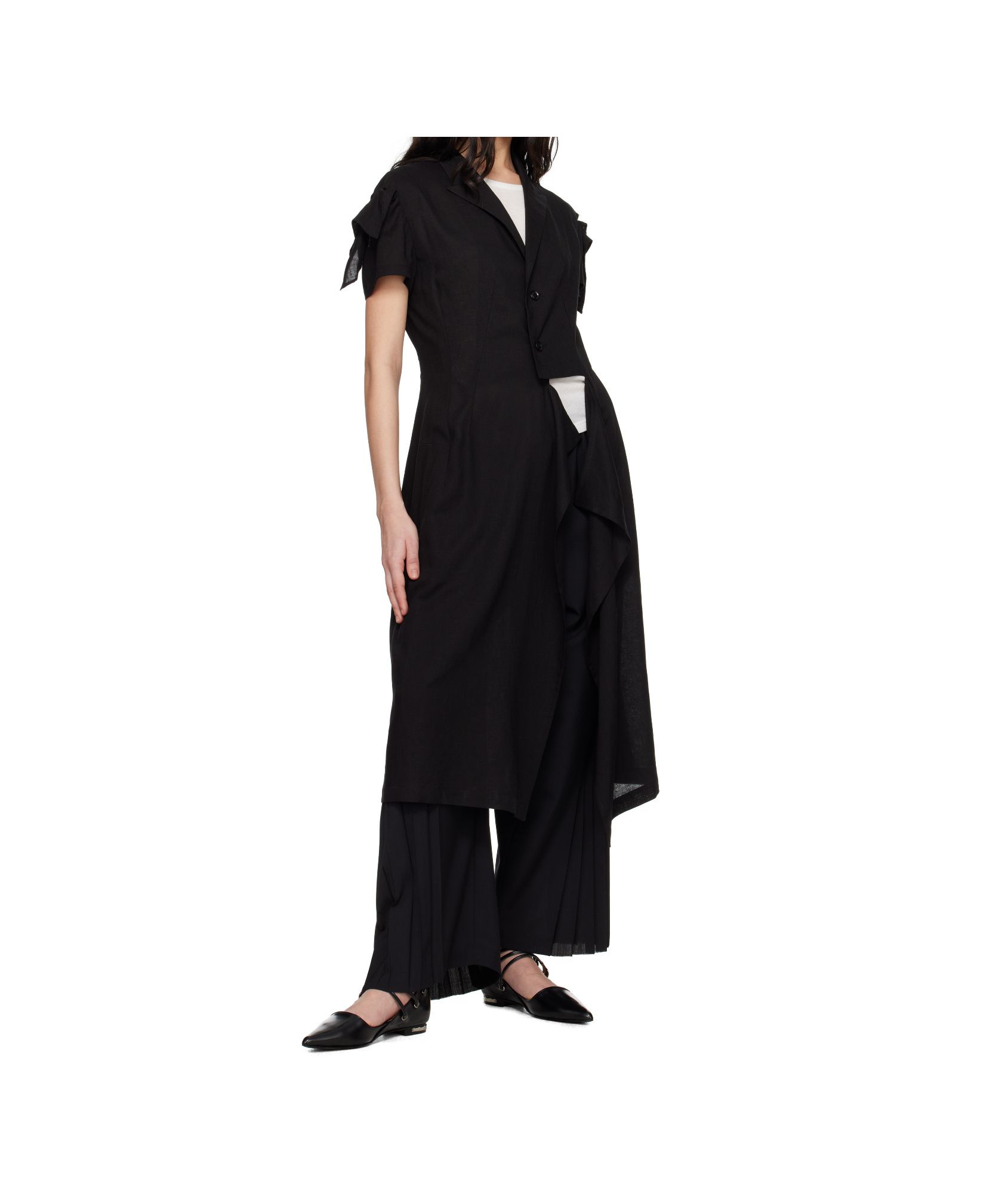 Y's Black Rayon Linen Sheeting Square Jacket In Black