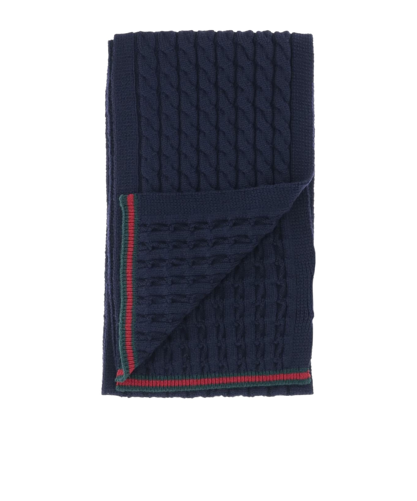 Gucci Wool Scarf With Webbed Tape In Blue