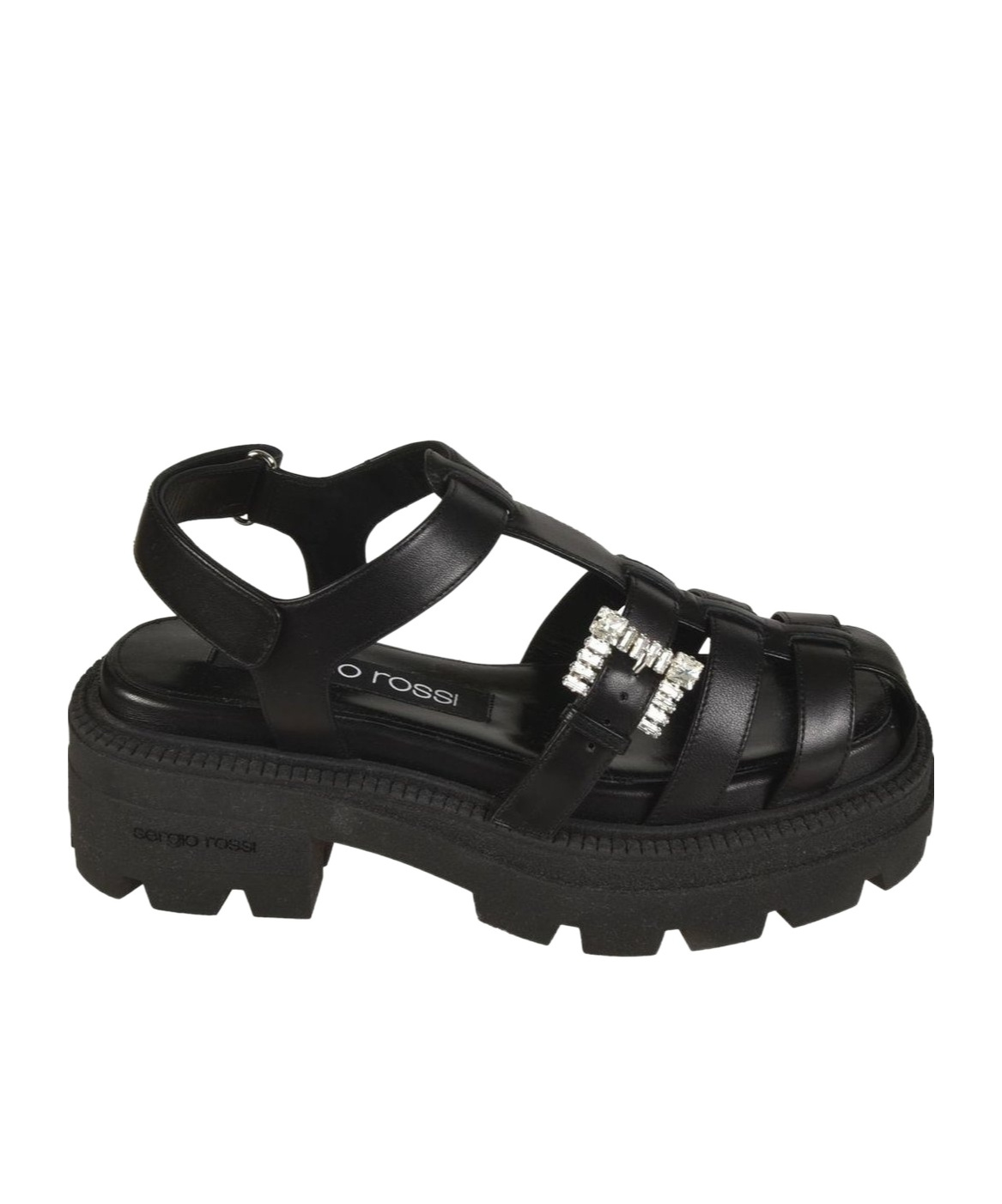 Sergio Rossi Twenty Crystal-embellished Platform Sandals In Black