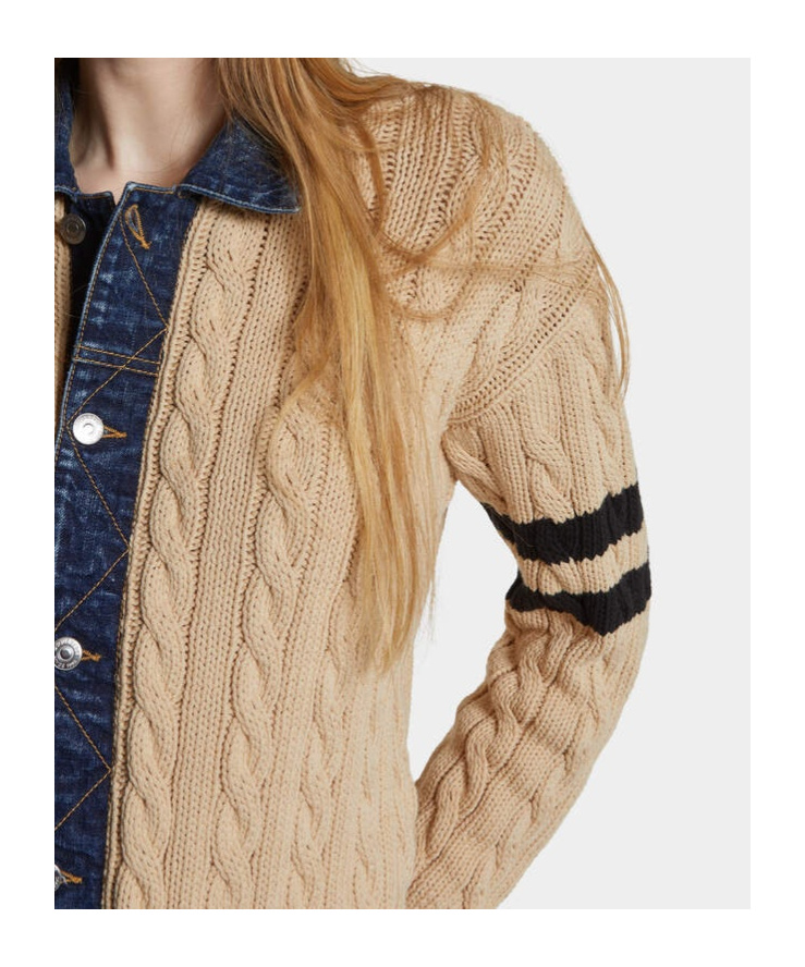 Dsquared2 Cable-knitt Cardigan In Nude