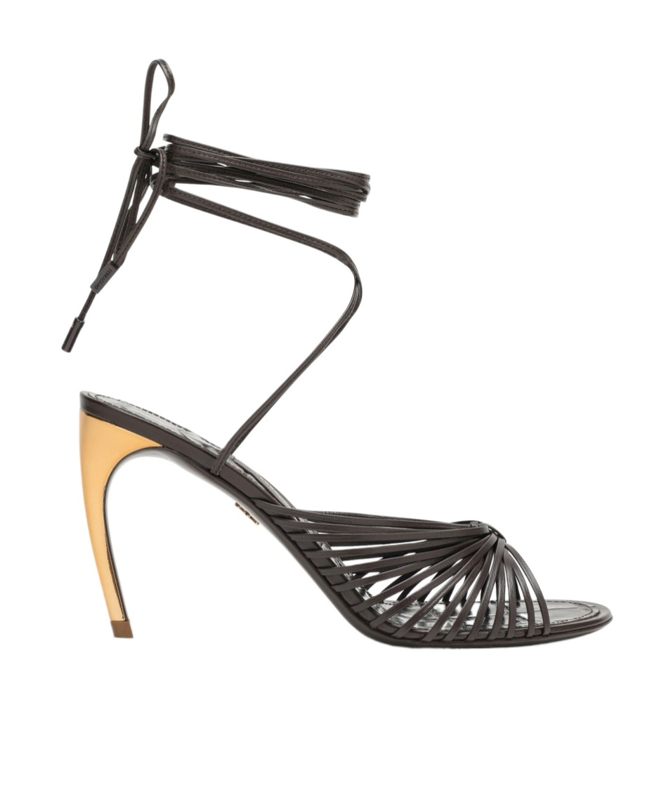 Ferragamo Curved Heel Sandals With Elevated In Black