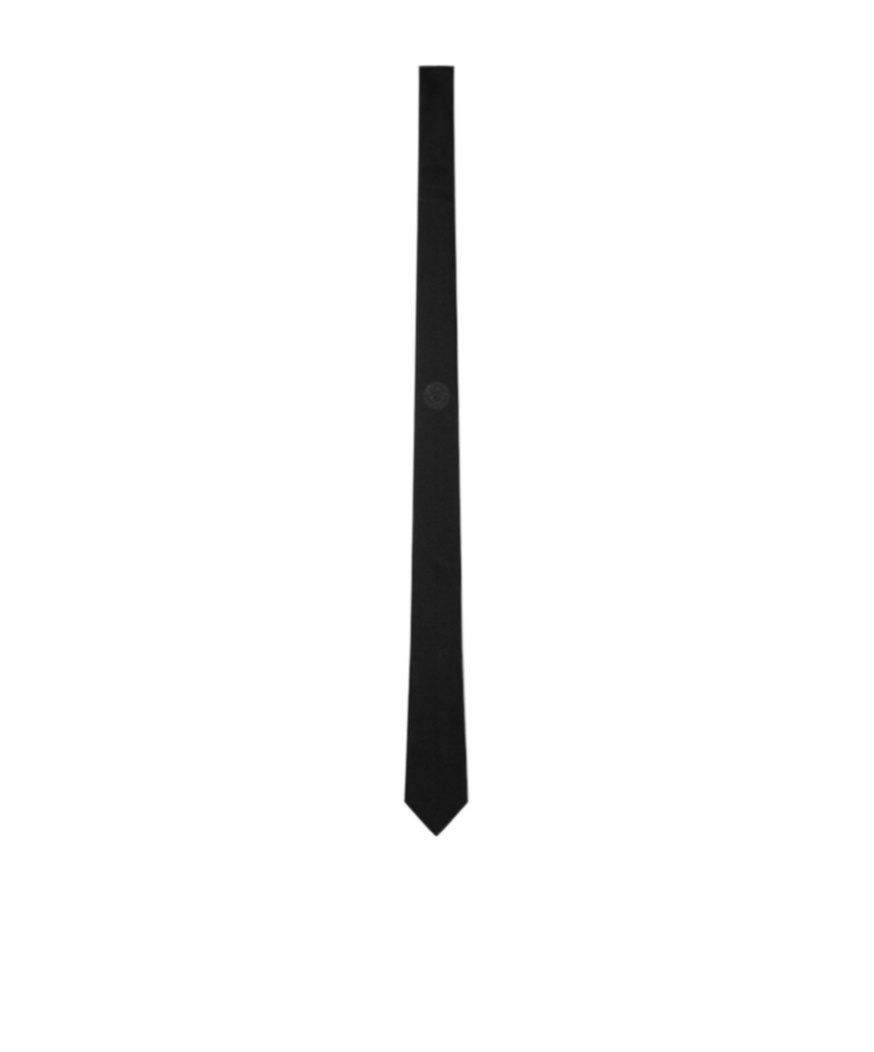 Versace Medusa-embroidered Tie In Black