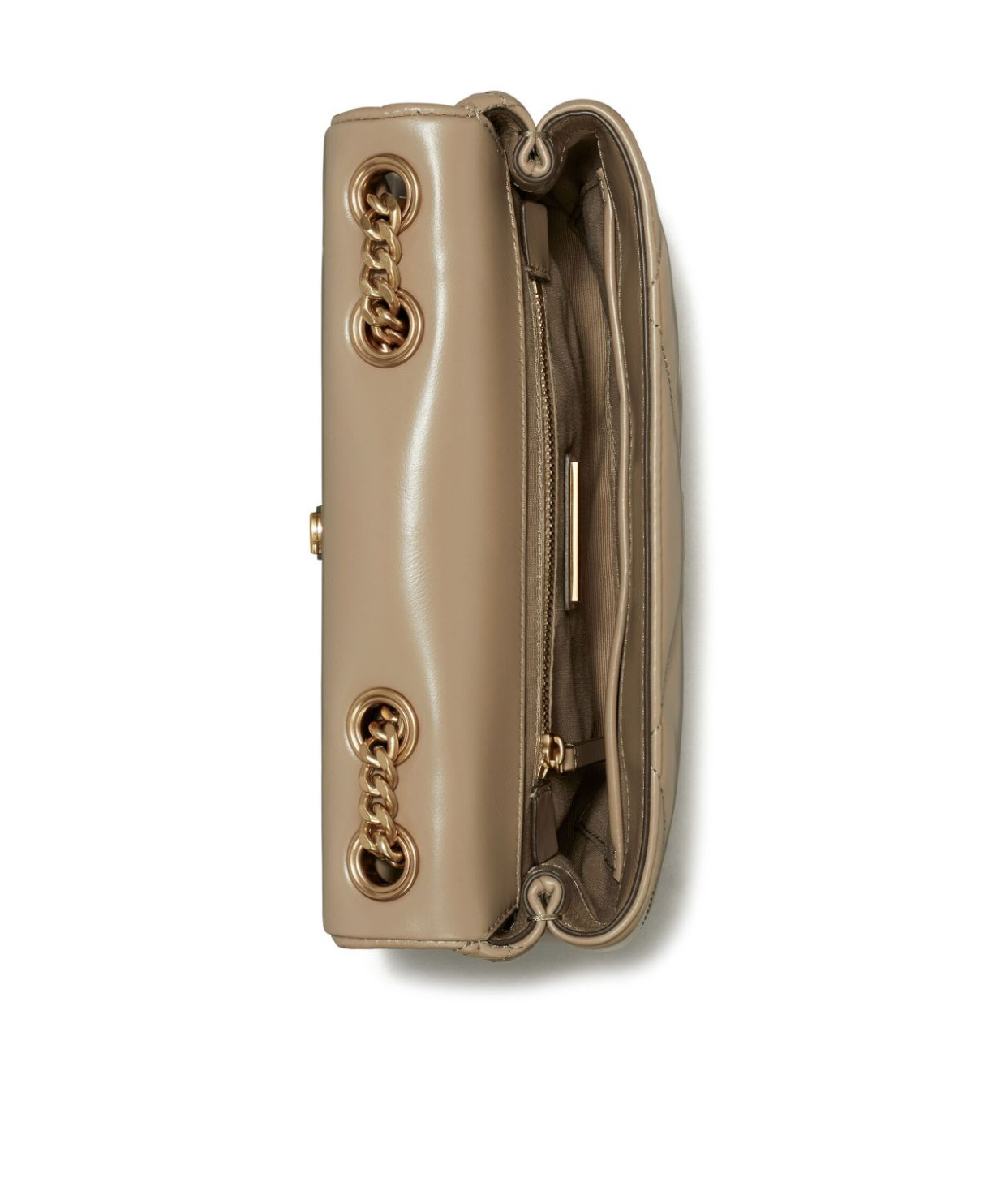 Tory Burch Brown Kira Diamond Quilt Convertible Soft Leather Bag In Nude