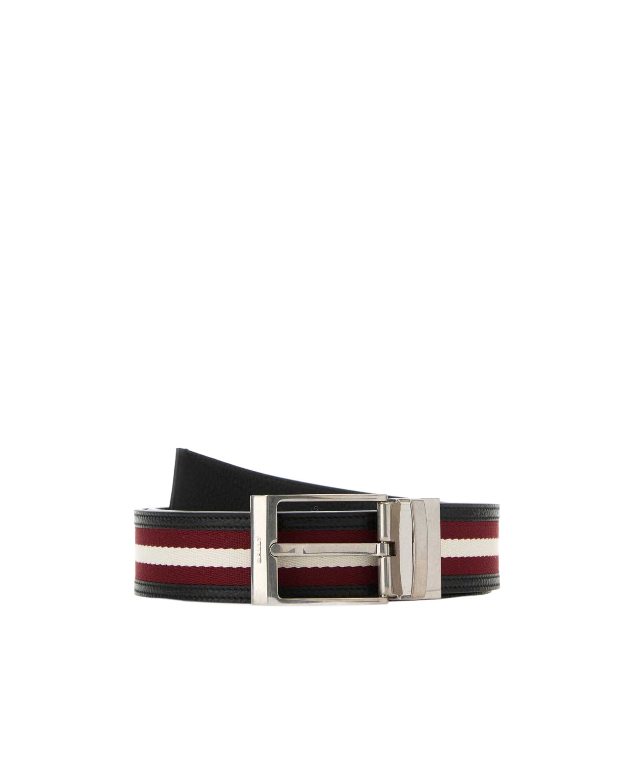 Shop Bally Striped Leather Belt In Black
