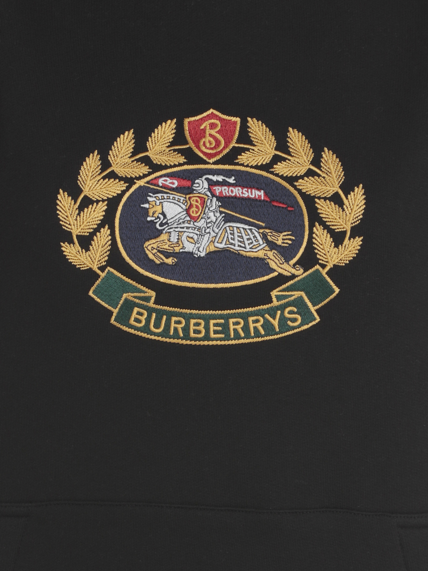 Burberry Embroidery Logo Hooded Hooded Hoodie In Black