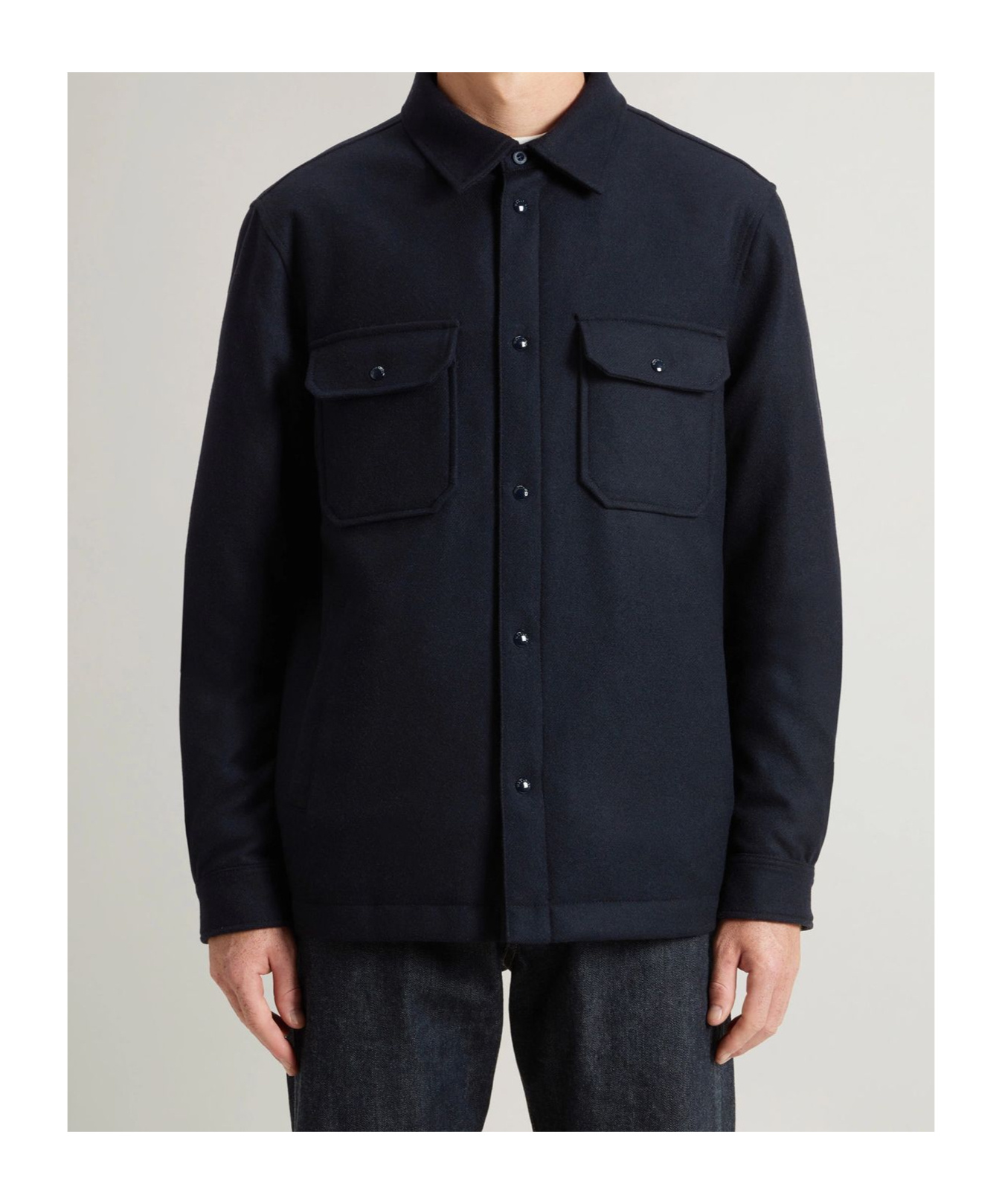 Woolrich Long Sleeve Button Down Jacket In Black
