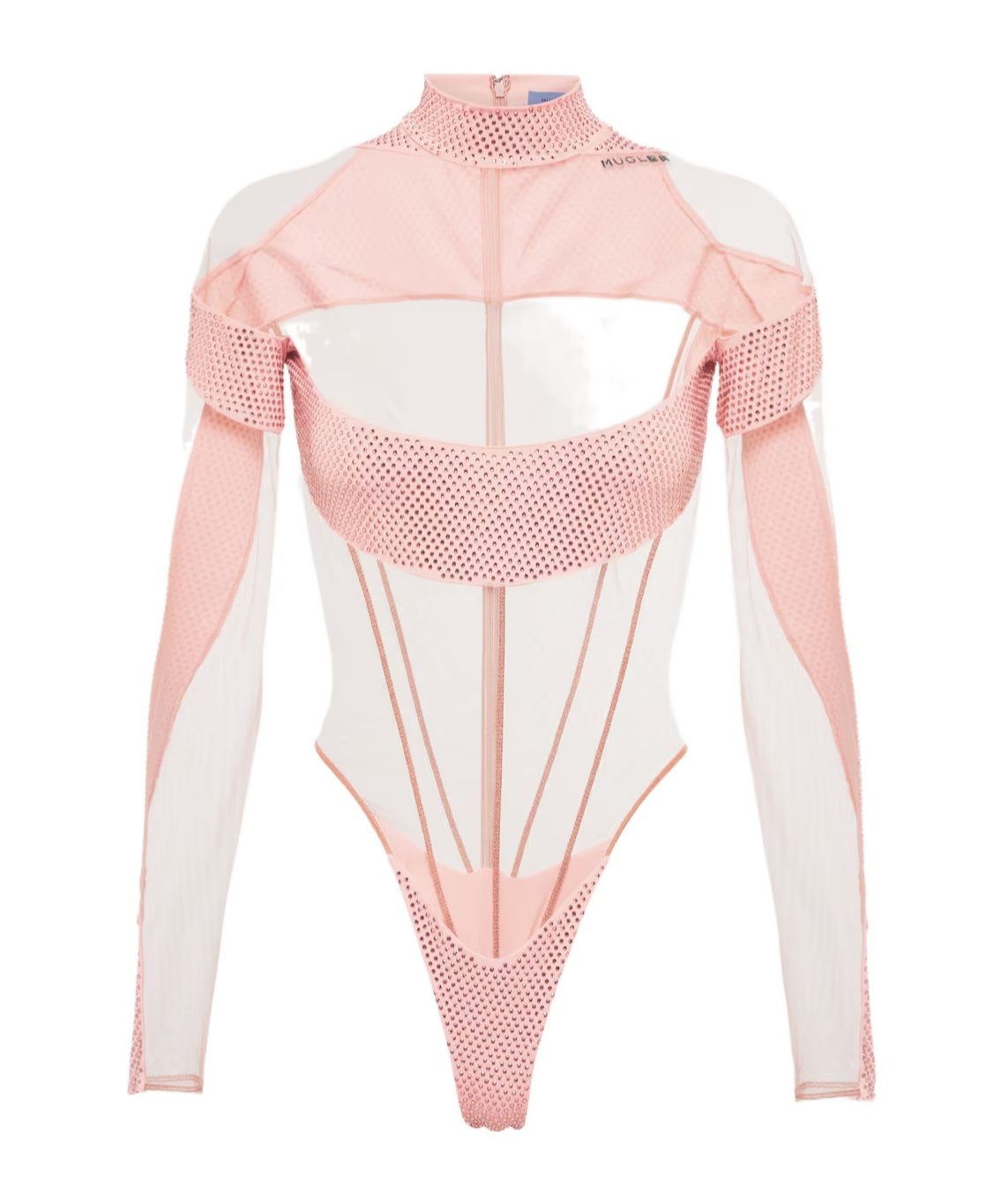 Mugler Paneled Bodysuit In Pink