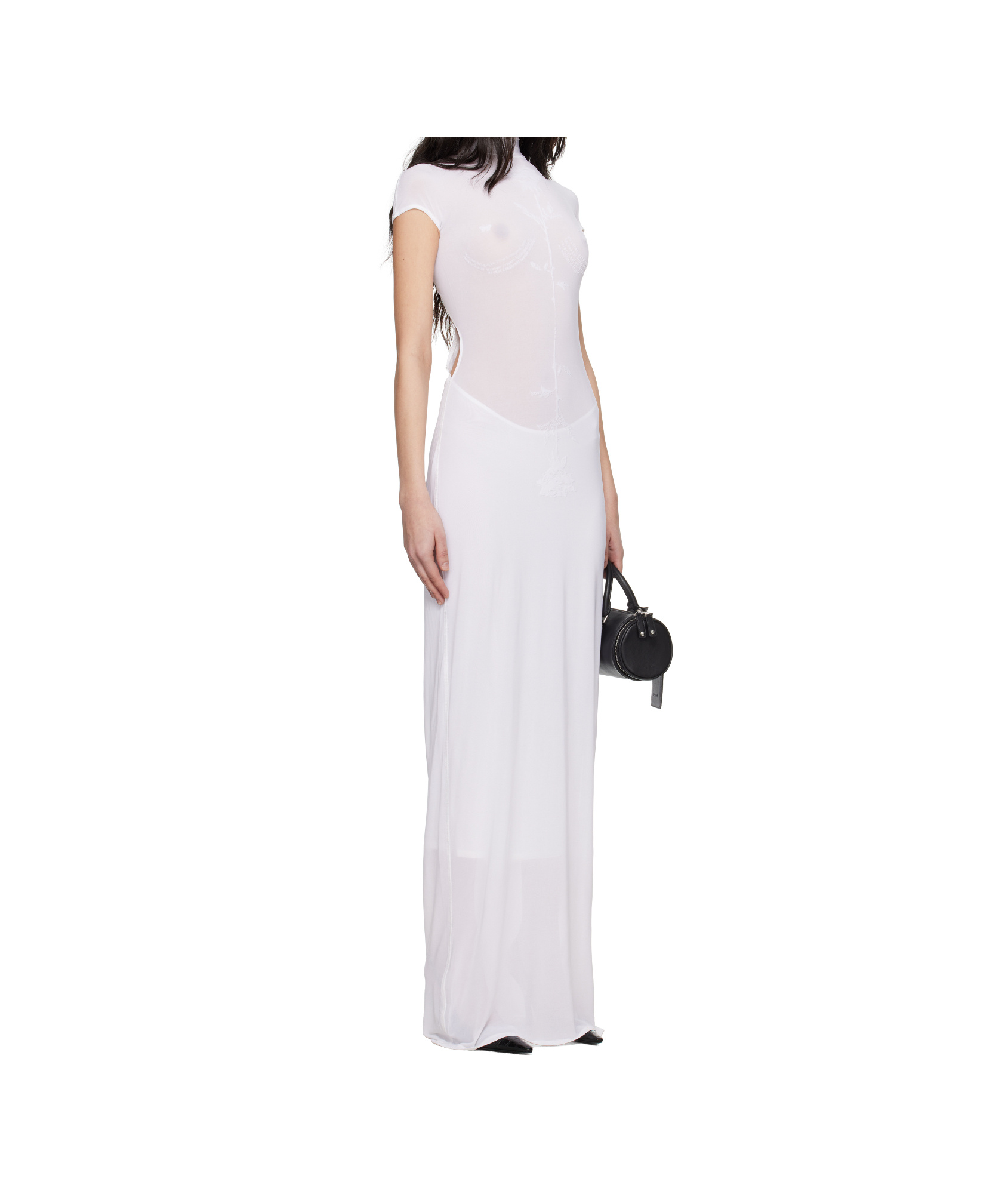 Jean Paul Gaultier White Light Viscose Jersey Sleeveless Maxi Dress In White