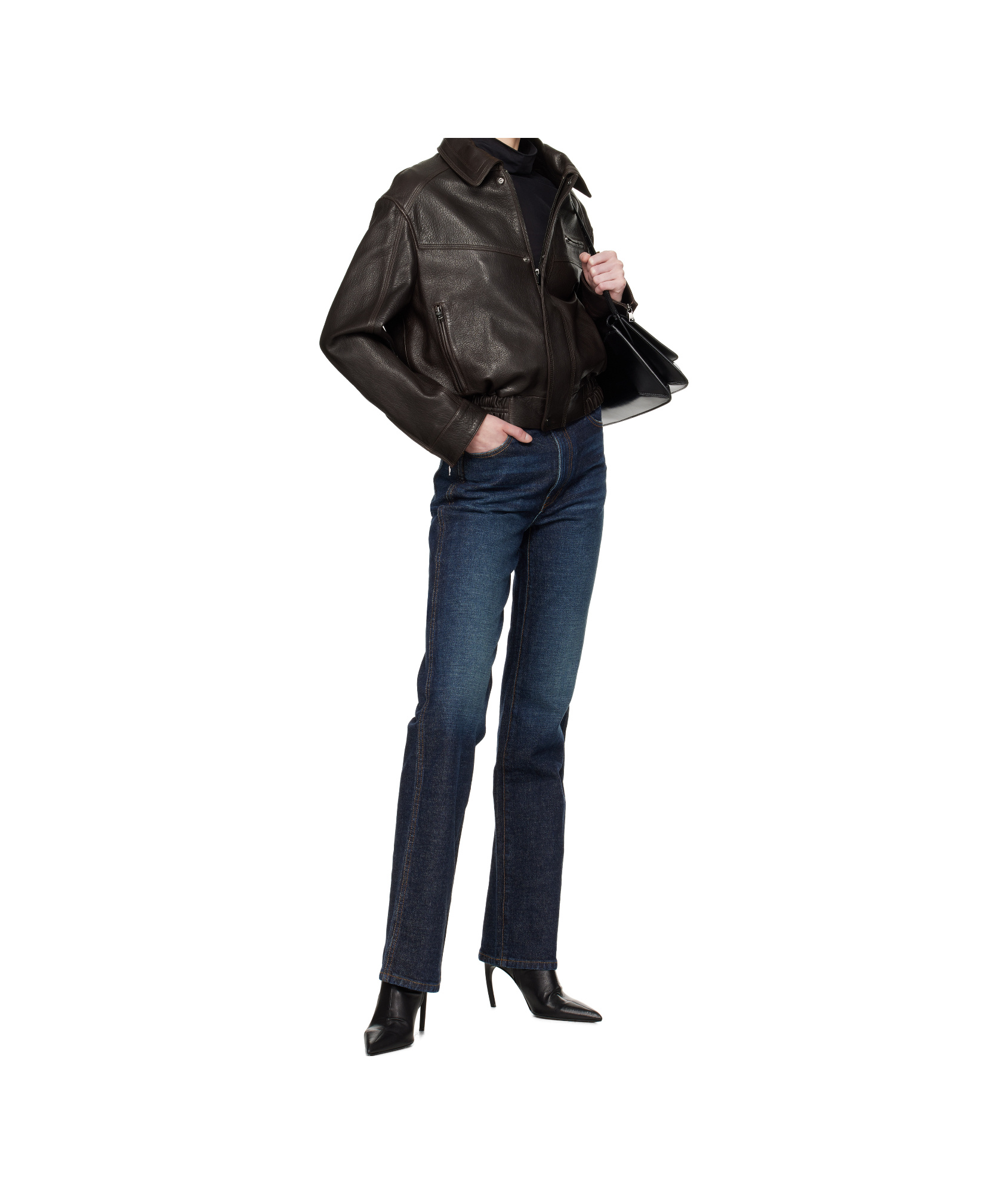 Nour Hammour Clint Long-sleeved Leather Jacket In Black