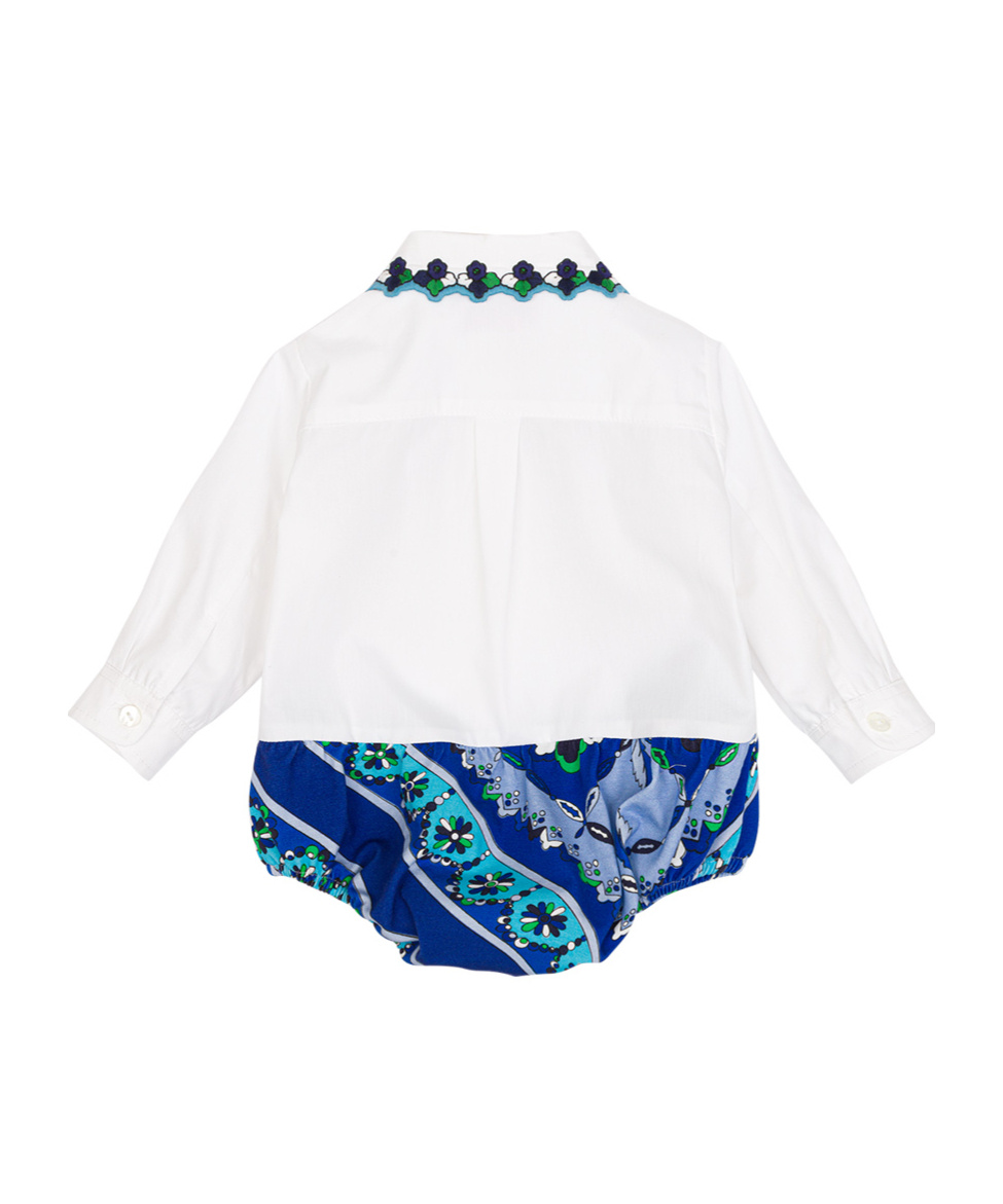 Pucci Emilio Junior Fontane Printed Shirt Romper In Multi