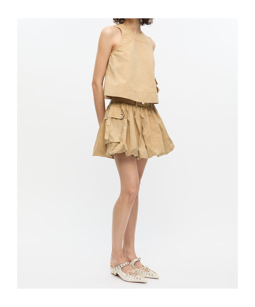 Ganni Womens Lark Bubble-hem Cotton Mini Skirt
