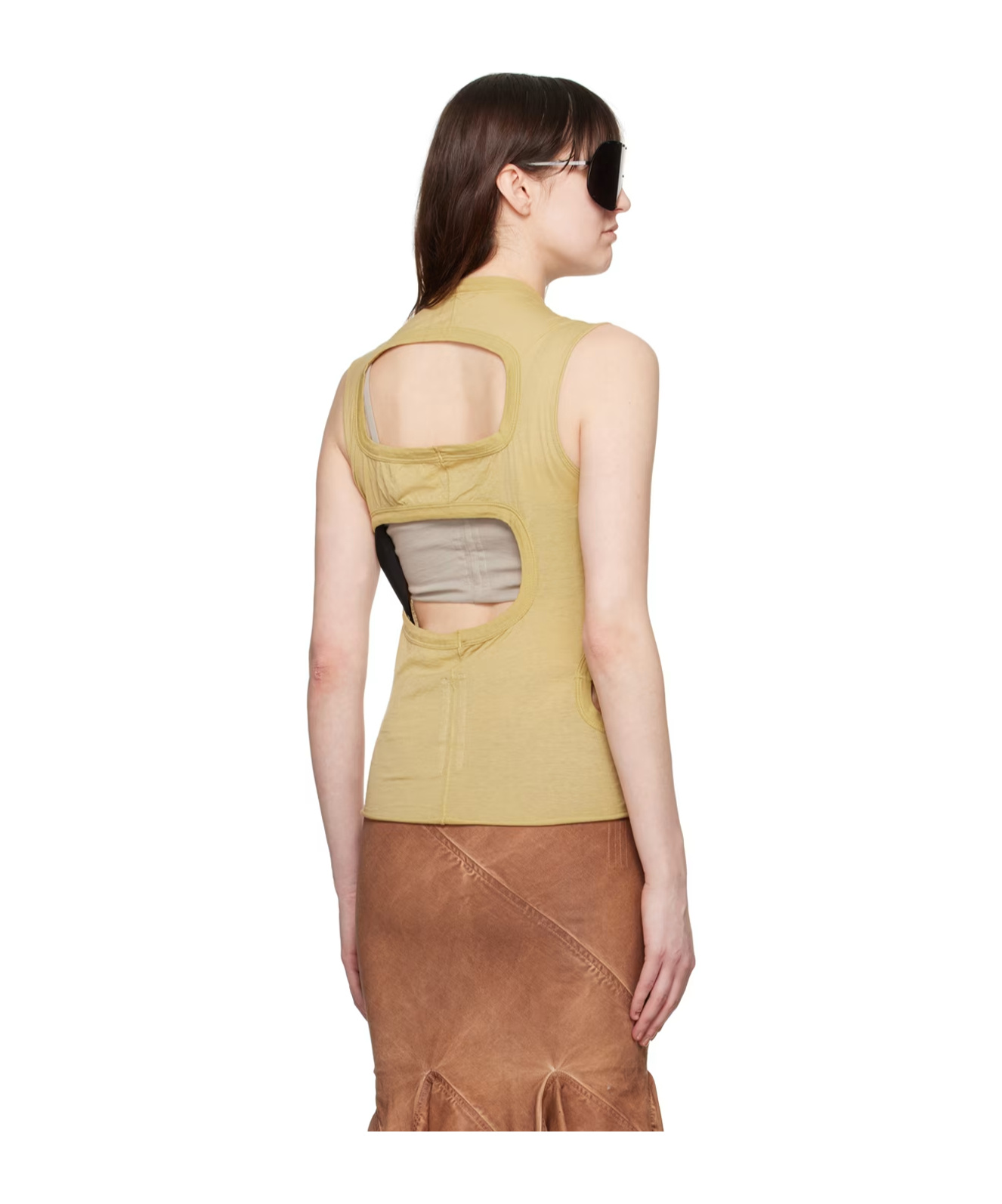 Rick Owens Drkshdw Yellow Membrane I Tank Top In Brown