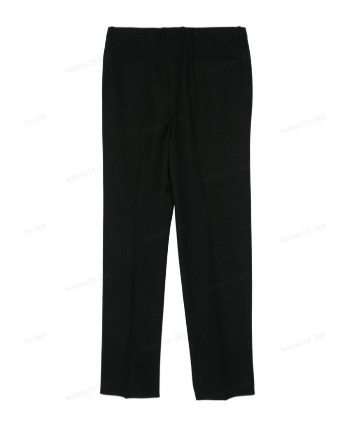 Saint Laurent Metallic Striped Straight Trousers In Black