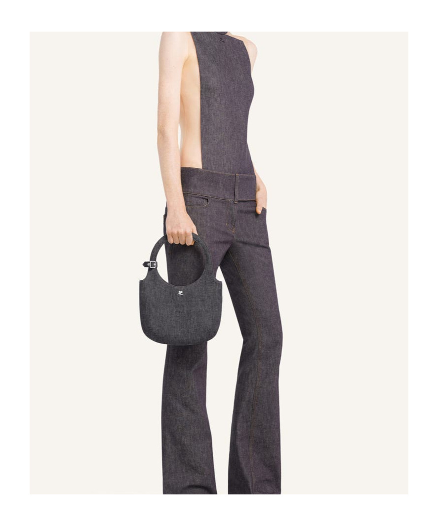 Shop Courrèges Holy Denim Tote Bag In Black