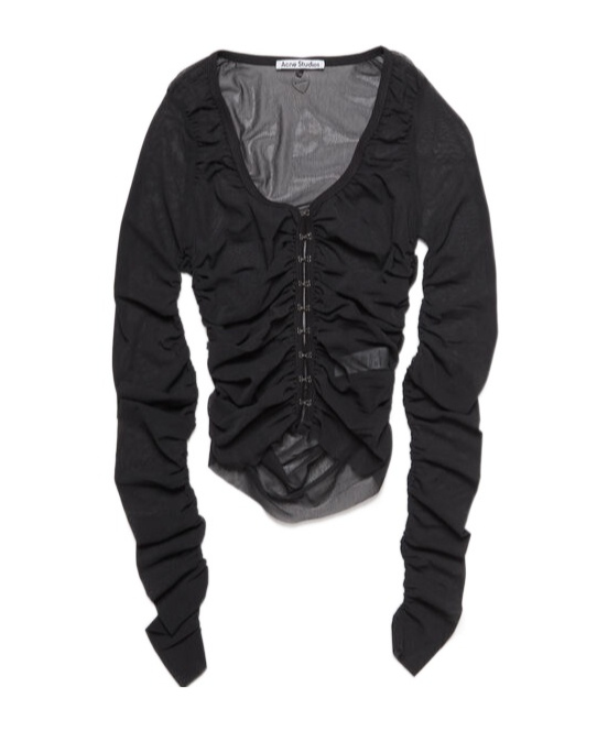 Acne Studios Hook-fastening Ruched Blouse In Black