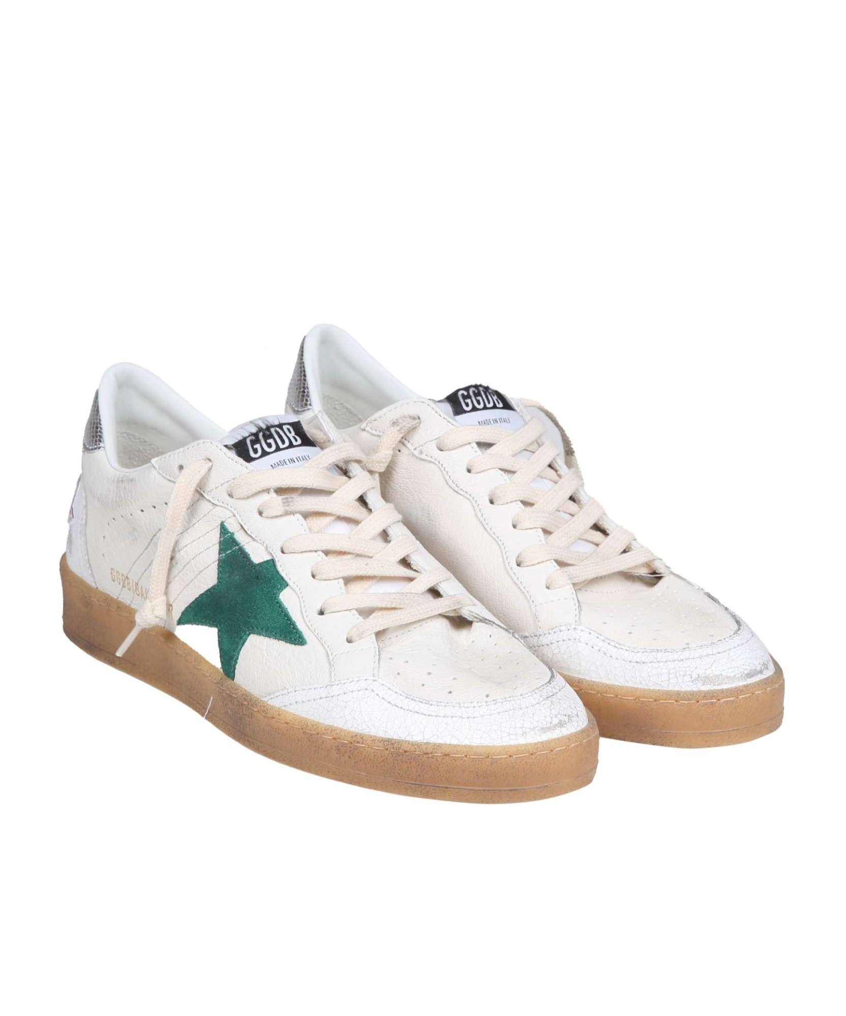 Golden Goose Leather Low Top Sneakers With Distressed Effect In White