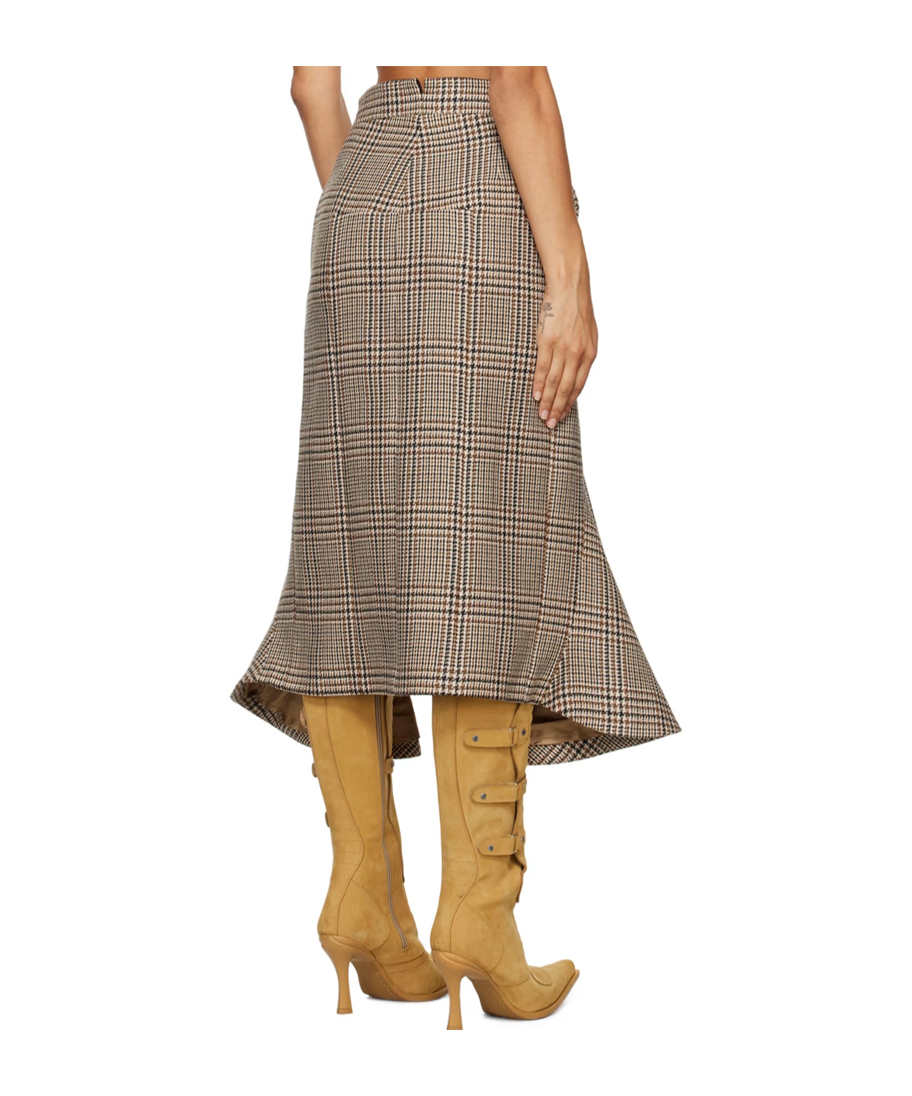 Vetements Beigh Godet Midi Skirt In Nude