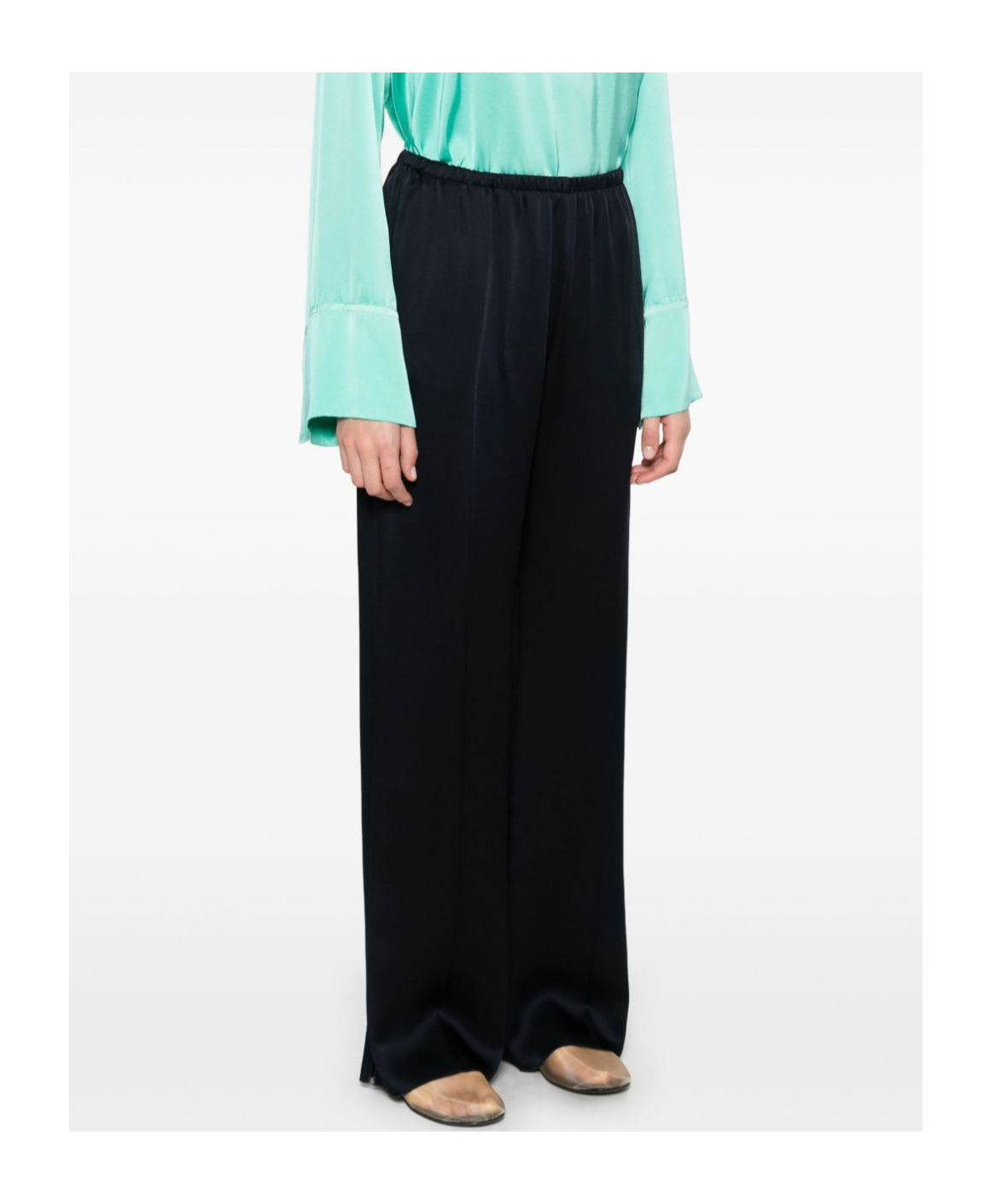 Forte Forte Dark Blue Straight Leg Trousers In Black