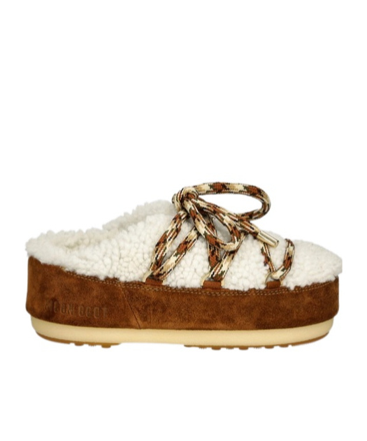 Moon Boot Icon Shearling Mules In Brown