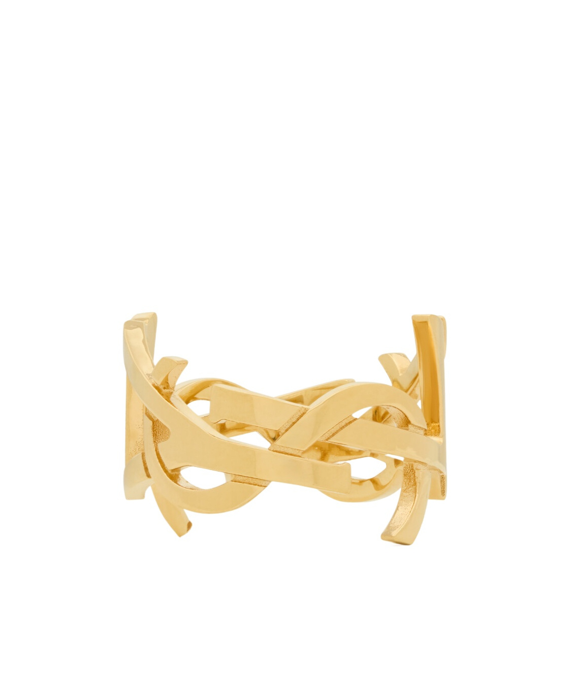 Saint Laurent Cassandre Metal Scarf Ring In Yellow