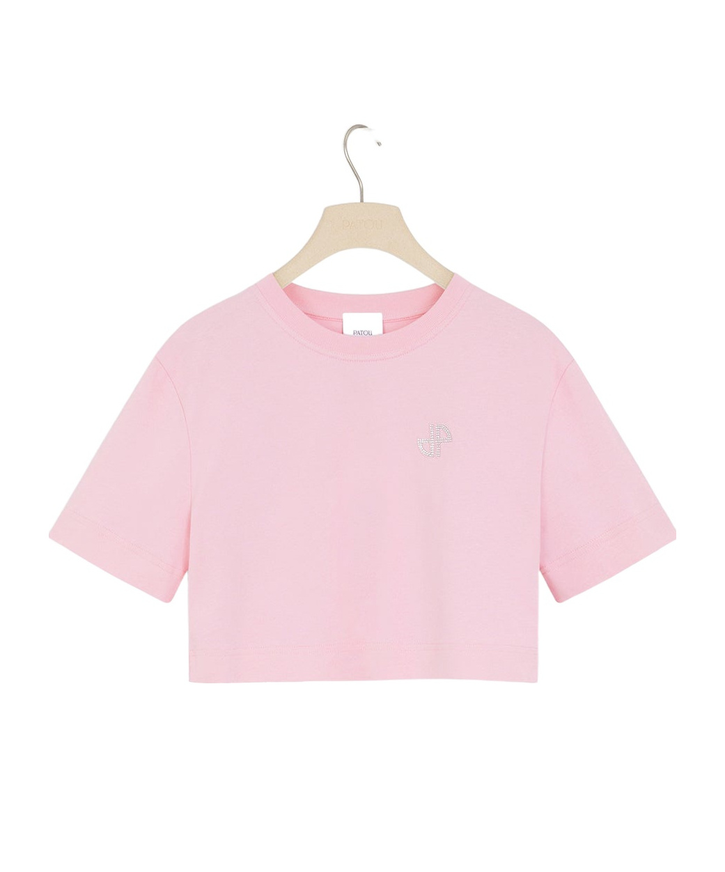 Patou Logo-embellished Cotton Cropped T-shirt In Pink