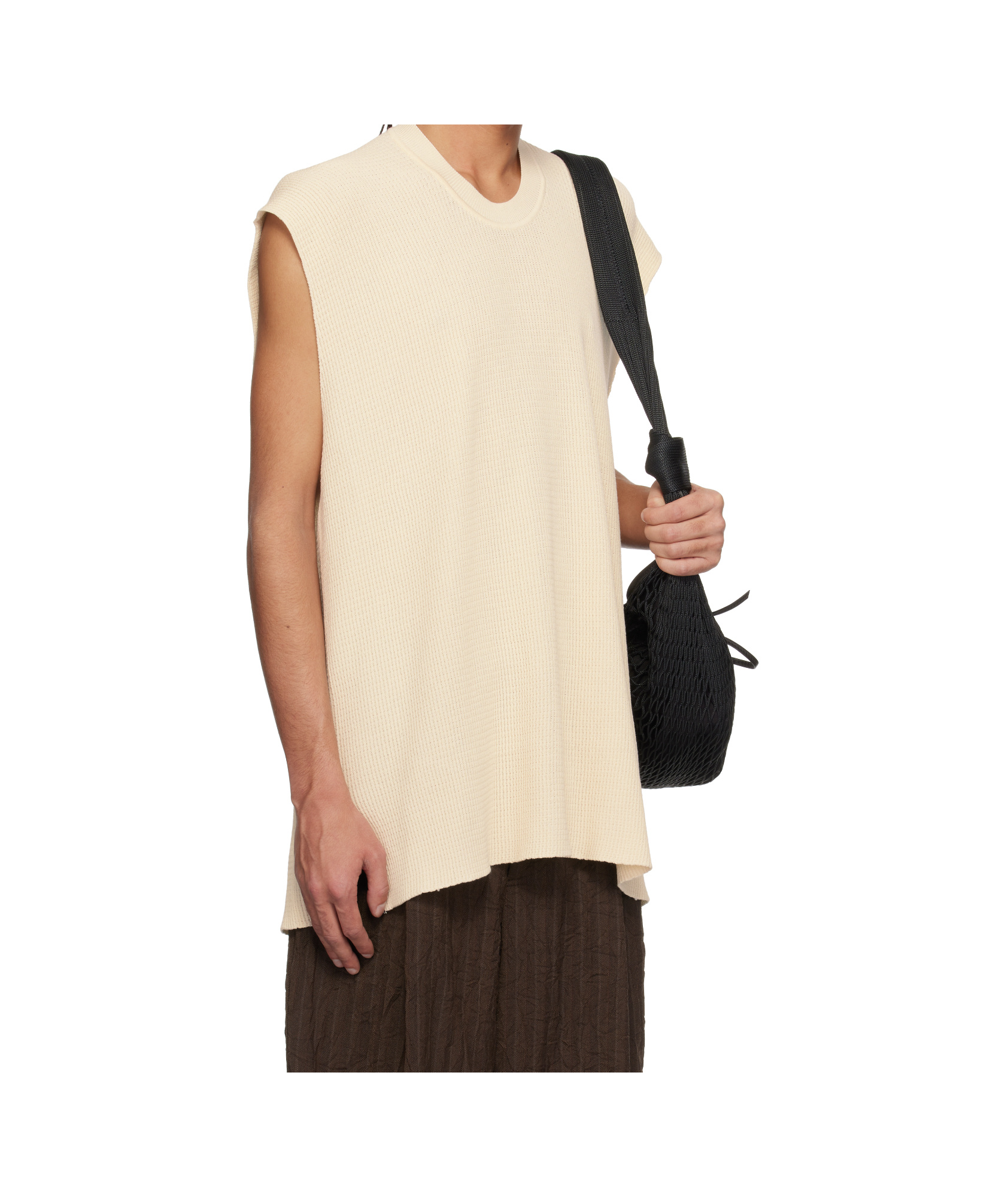 Shop Issey Miyake Tight Twist Cotton Vest In Beige