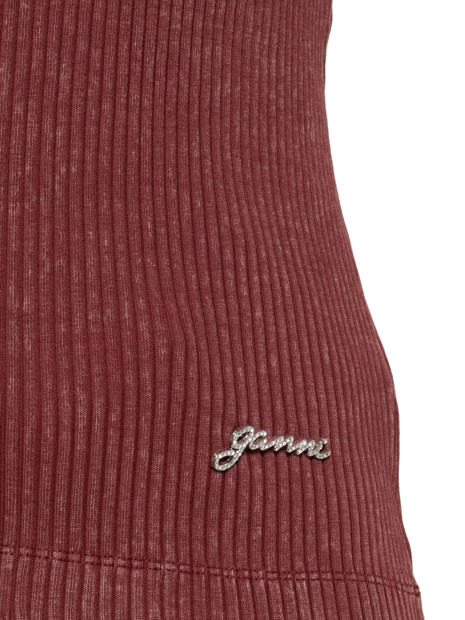 Ganni Ribbed Scoop-neck Tank Top In Red