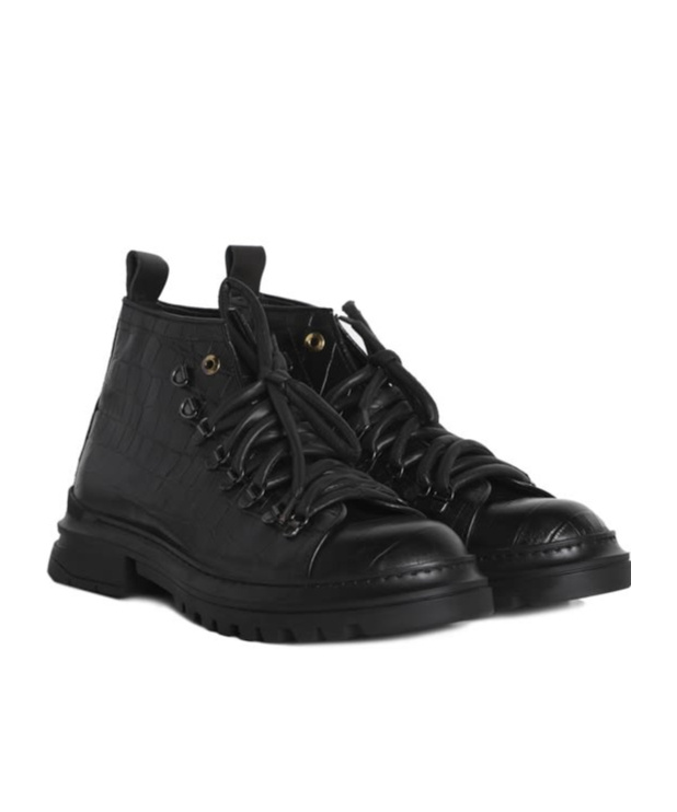 Giuliano Galiano Round Toe Lace-up Boots In Black