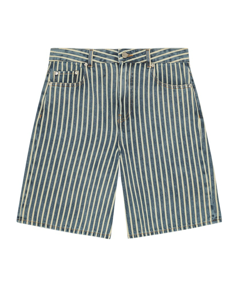 Ganni Light Stripe Denim Shorts