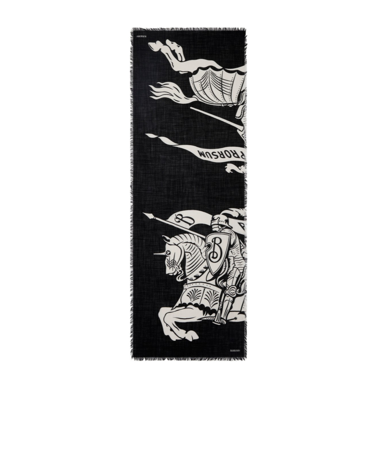 Burberry Wide Ekd Wool Scarf In Black/calico